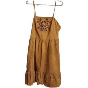 Yellow embroidered cami dress